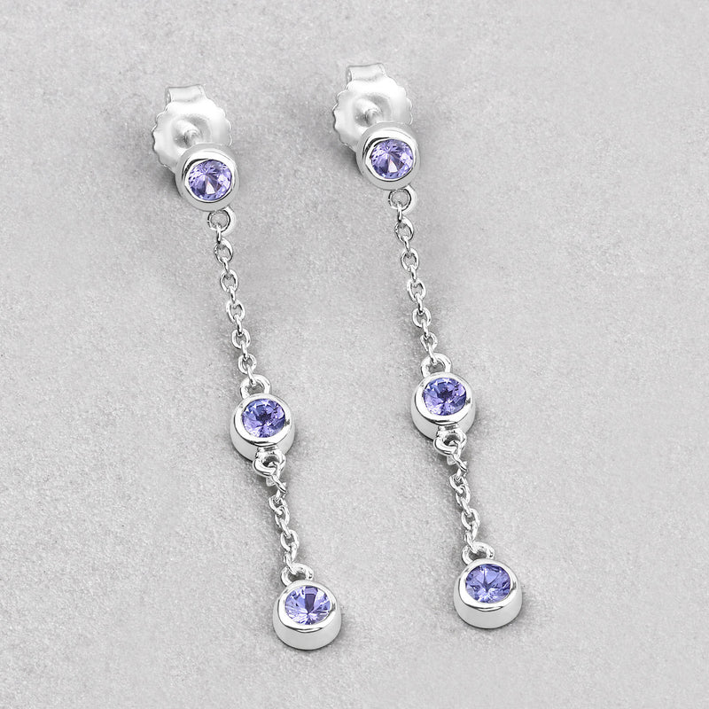 0.60 Carat Genuine Tanzanite .925 Sterling Silver Earrings