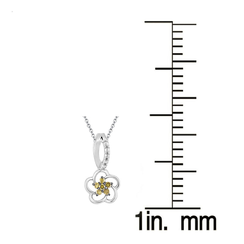 V3 Jewelry Yellow Diamond & Sterling Silver Flower Pendant Necklace