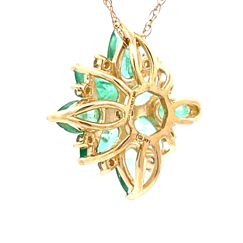 Emerald Diamond Fashion Pendants 14KT Yellow Gold