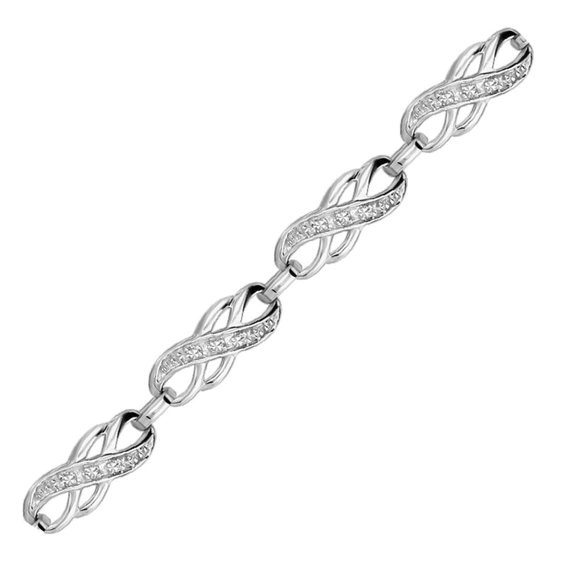 Sterling Silver Infinity Design Diamond Accented Bracelet (.09 cttw)