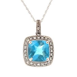 2.50ct Blue Topaz Fashion Pendants 14KT White Gold