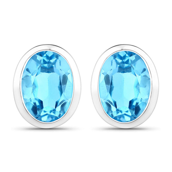 4.00 Carat Genuine Swiss Blue Topaz .925 Sterling Silver Earrings