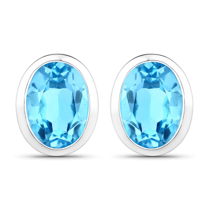 4.00 Carat Genuine Swiss Blue Topaz .925 Sterling Silver Earrings