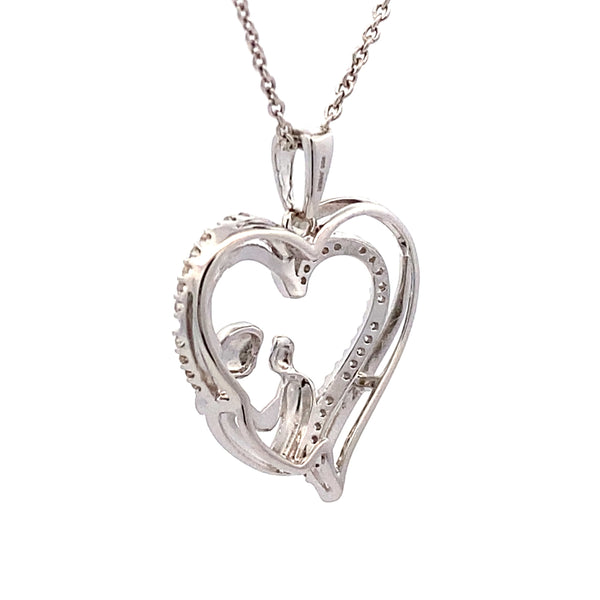 .11ct Diamond Heart Love Pendant Sterling Silver