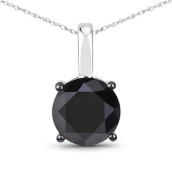 3.12 Carat Genuine Black Diamond 14K White Gold Pendant