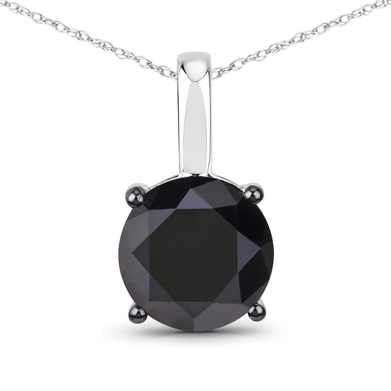 3.12 Carat Genuine Black Diamond 14K White Gold Pendant