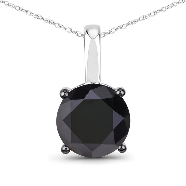 3.46 Carat Genuine Black Diamond 14K White Gold Pendant