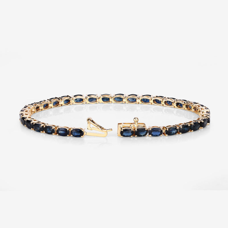 7.48 Carat Genuine Blue Sapphire  14K Yellow Gold Bracelet