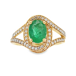 Genuine 1.66ct Emerald Diamond Ring 10KT Yellow Gold