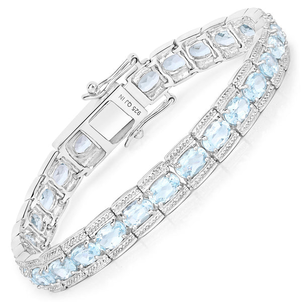 14.79 Carat Genuine Blue Topaz .925 Sterling Silver Bracelet