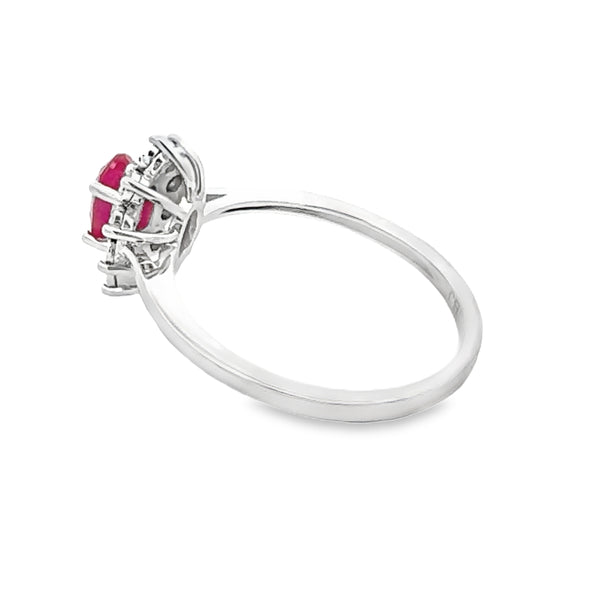 Natural .65ct Ruby Diamond Ring 10KT White Gold