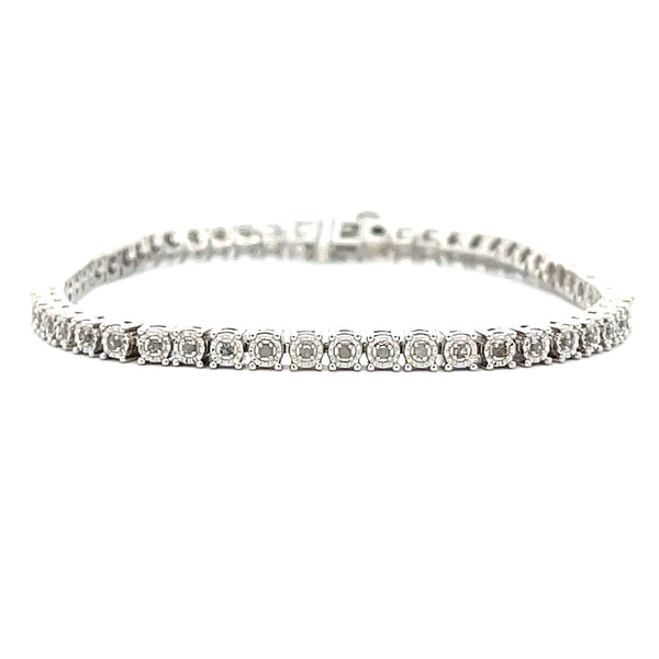 Genuine .50ct Diamond Tennis Bracelet Sterling Silver