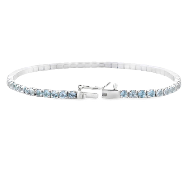 Genuine Blue Topaz Tennis Bracelet Sterling Silver