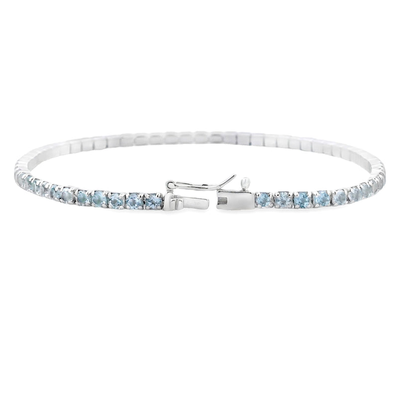 Genuine Blue Topaz Tennis Bracelet Sterling Silver