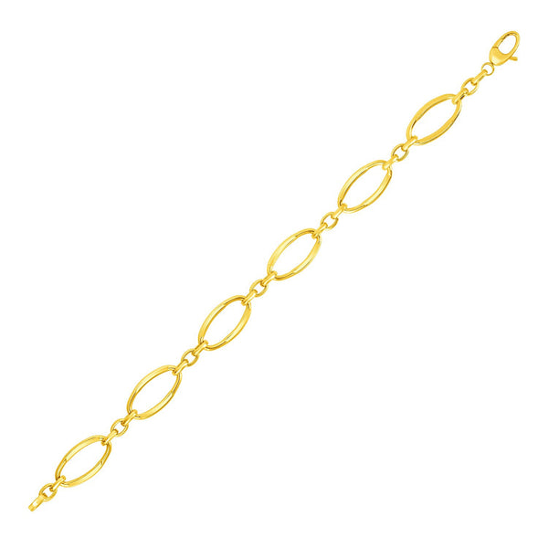 14k Yellow Gold Bracelet with Polished Oval Links