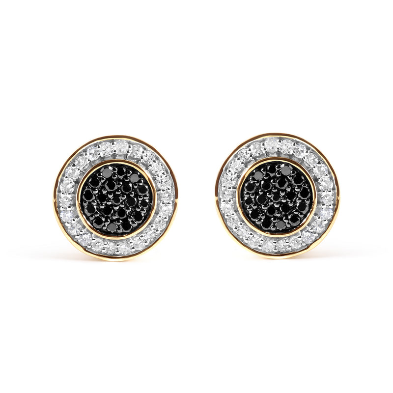 14K Yellow Gold Plated .925 Sterling Silver 1/3 Cttw White and Black Treated Diamond Earring (Black / I-J Color, I2-I3 Clarity)