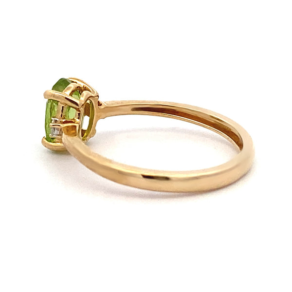 Natural 1.40ct Peridot Diamond Ring 14KT Yellow Gold