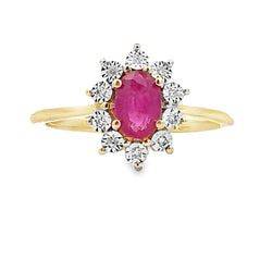 Natural .65ct Ruby Diamond Ring 10KT Yellow Gold