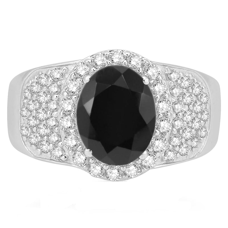 V3 Jewelry Black Spinel & White Topaz Pavé Ring
