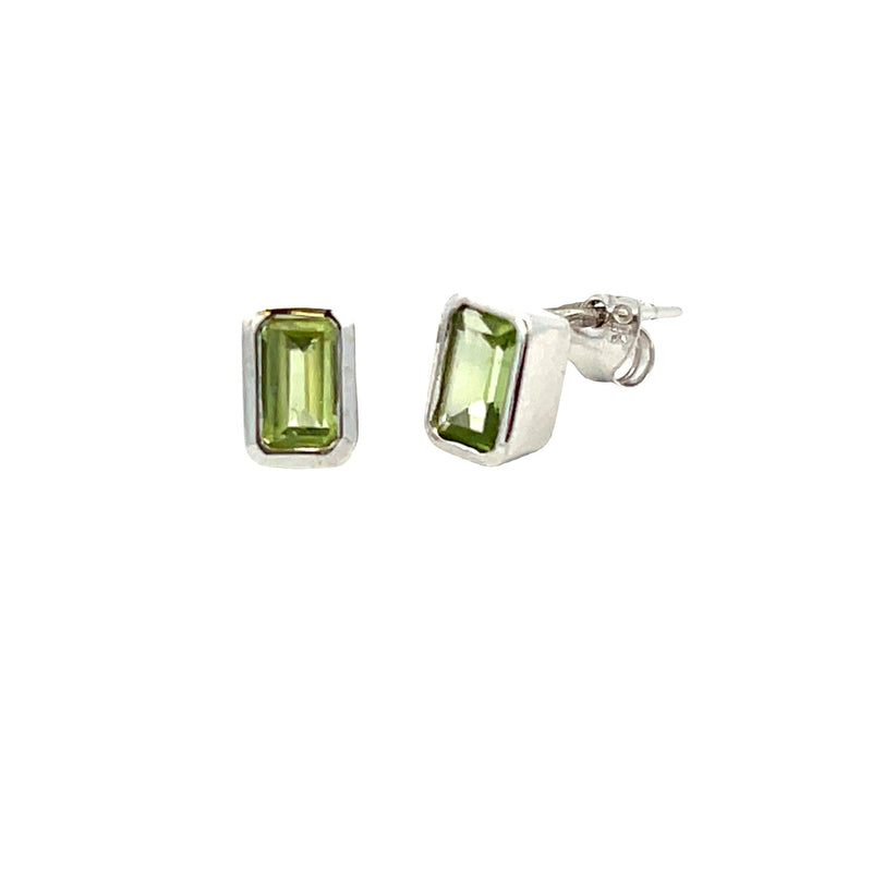 Genuine .70ct Peridot Earrings 10KT White Gold