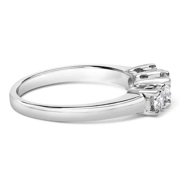 14K White Gold  3/4 Cttw Lab Grown Diamond 3 Stone Ring Band (F-G Color, VS2-SI1 Clarity)- Size 7