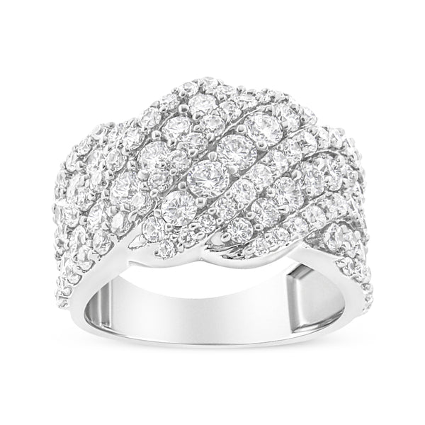 10K White Gold 3.00 Cttw Diamond Multi Row Cluster Band Ring (I-J Color, I3 Clarity) - Size 7