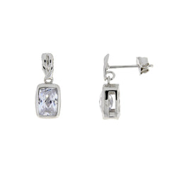 Genuine Cubic Zirconium Dangle Earrings Sterling Silver