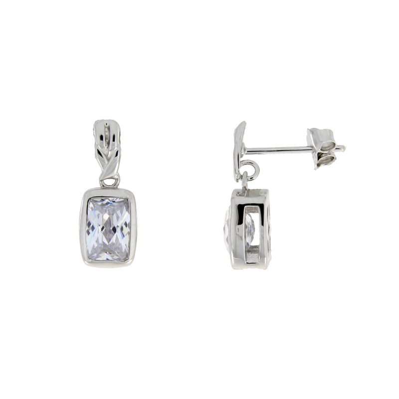 Genuine Cubic Zirconium Dangle Earrings Sterling Silver