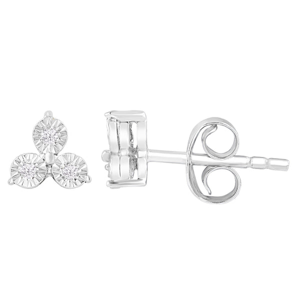 V3 Jewelry Natural White Diamond Sterling Silver Stud Earrings