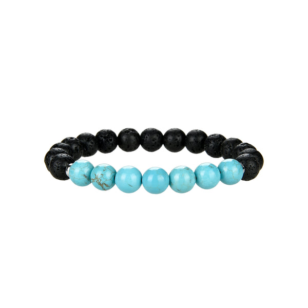 Lava Beads and Turquosie Stretch Bracelet