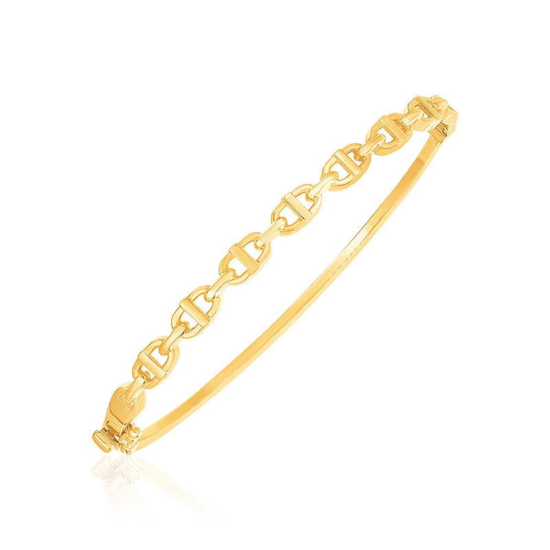 14k Yellow Gold High Polish Puffed Mariner Bangle