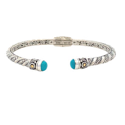 Turquoise Bangle Bracelet Sterling Silver 18KT Gold