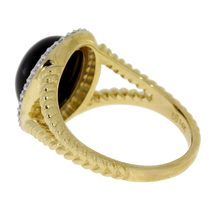 Genuine .11ct Onyx Diamond Ring 14KT Yellow Gold