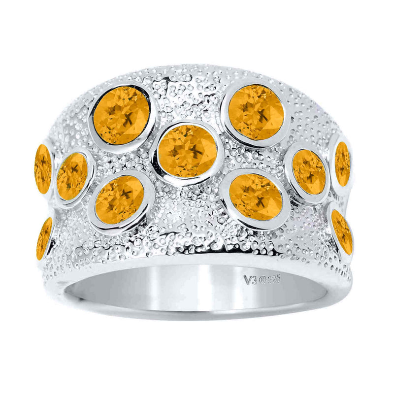 Sterling Silver with Natural Citrine Wide Band Ring