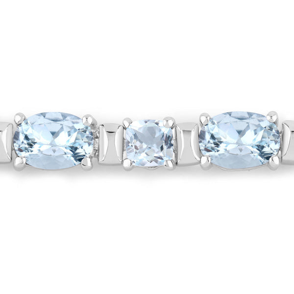 10.06 Carat Genuine Aquamarine .925 Sterling Silver Bracelet