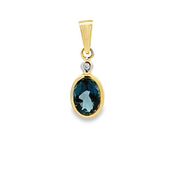 London Blue Topaz Fashion Pendants 10KT Yellow Gold