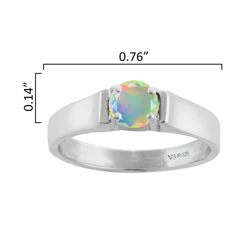 V3 Jewelry Natural Ethiopian Opal & Sterling Silver Solitaire Ring