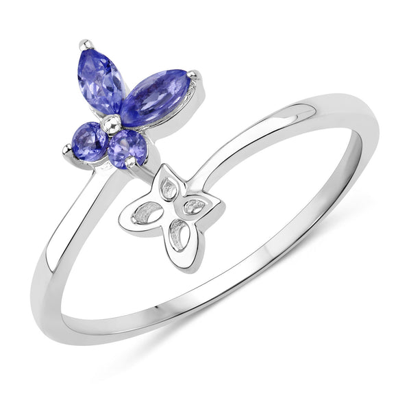 0.23 Carat Genuine Tanzanite .925 Sterling Silver Ring