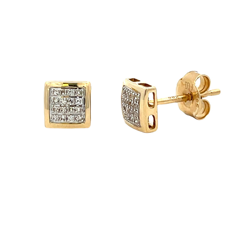 Genuine .10ct Diamond Stud Earrings 14KT Yellow Gold