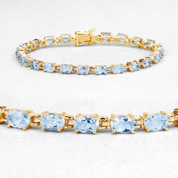 11.22 Carat Genuine Blue Topaz .925 Sterling Silver Bracelet