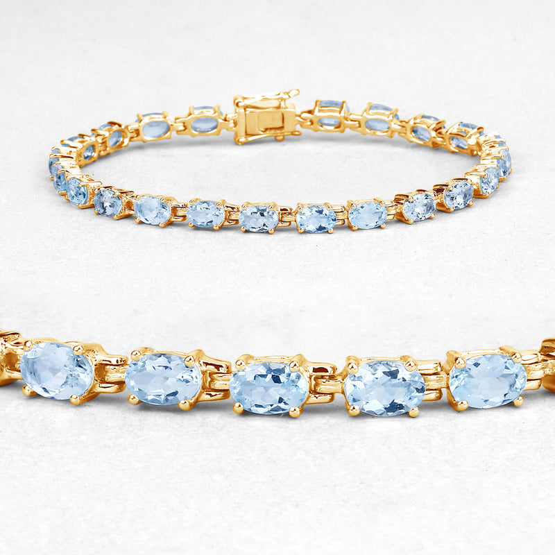 11.22 Carat Genuine Blue Topaz .925 Sterling Silver Bracelet