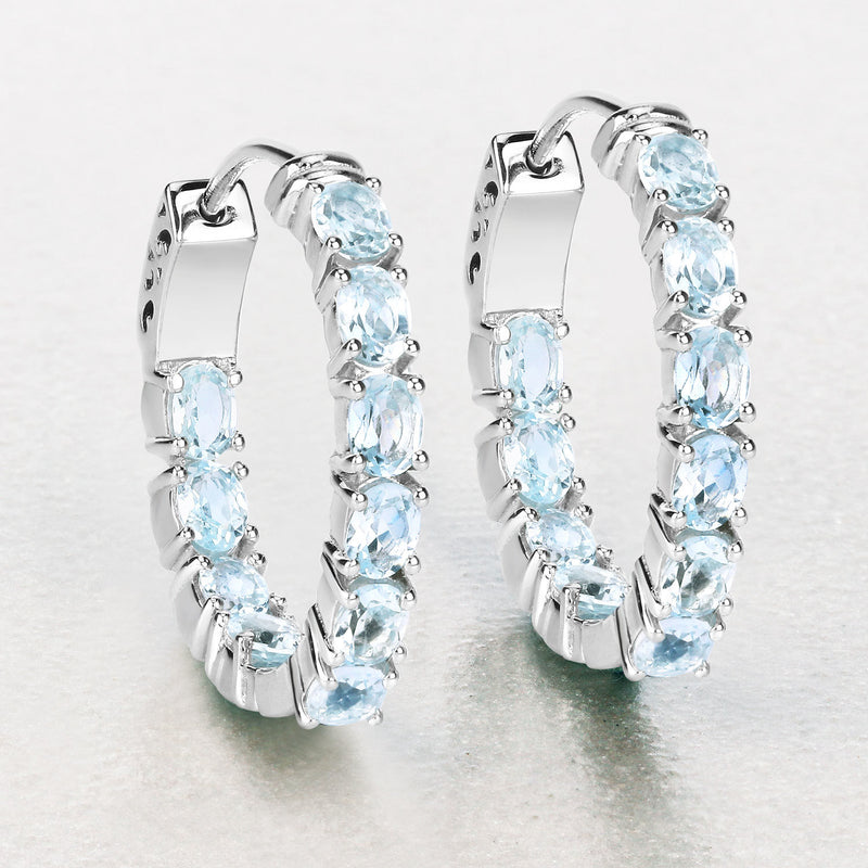 3.80 Carat Genuine Blue Topaz .925 Sterling Silver Earrings