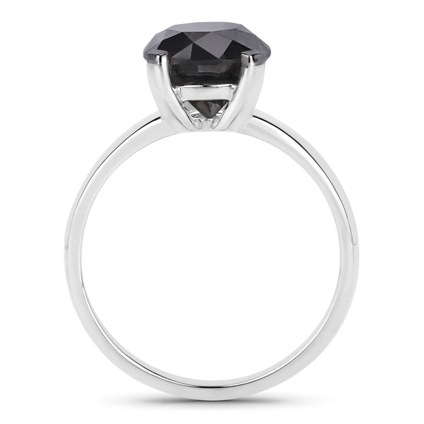 3.00 Carat Genuine Black Diamond 14K White Gold Ring