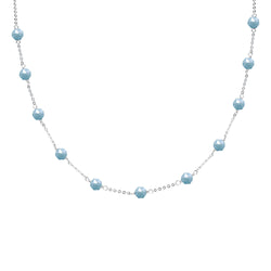 V3 Jewelry Natural Aquamarine Sterling Silver Station Necklace