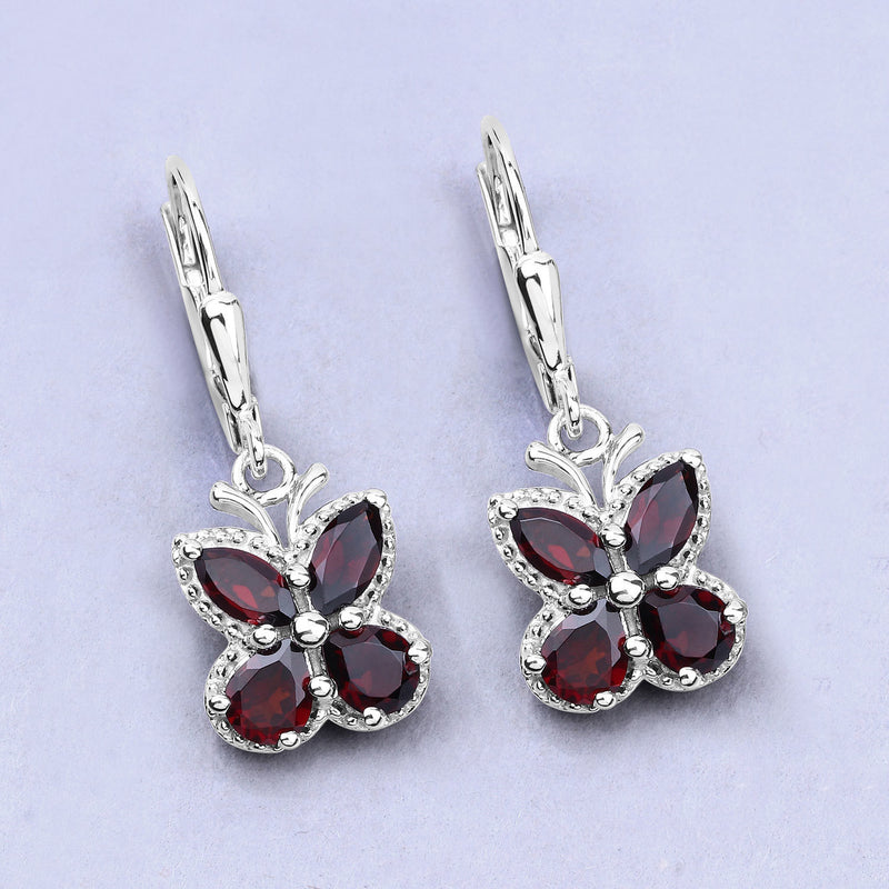 2.60 Carat Genuine Garnet .925 Sterling Silver Earrings