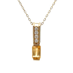 .06ct Citrine Diamond Fashion Pendants 10KT Yellow Gold