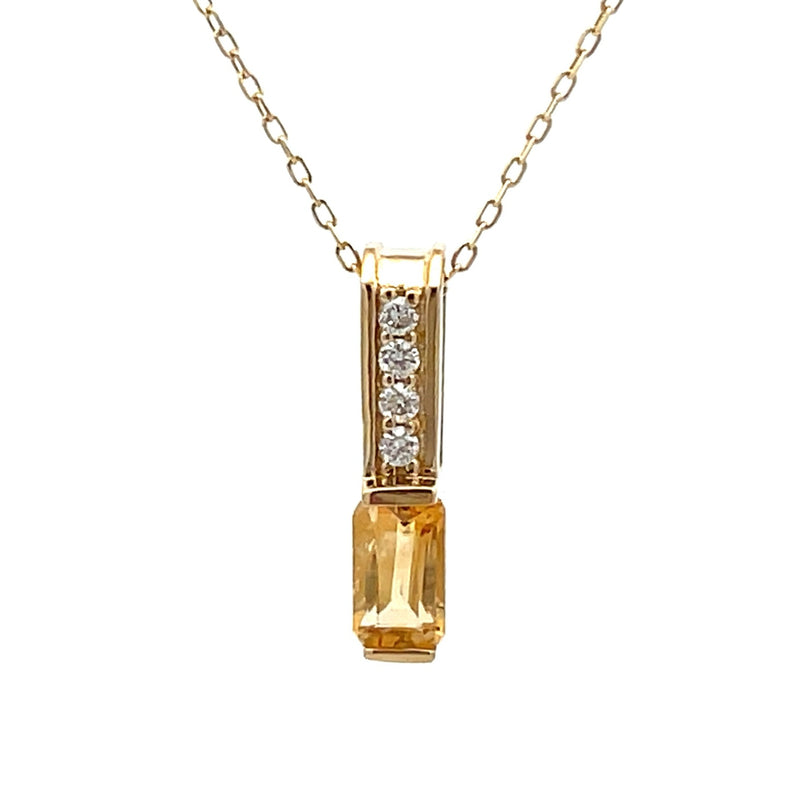 .06ct Citrine Diamond Fashion Pendants 10KT Yellow Gold