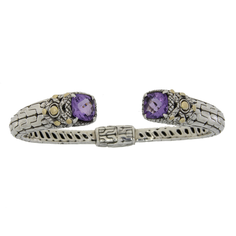 Amethyst Bangle Bracelet Sterling Silver 18KT Gold