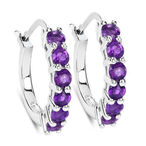 1.20 Carat Genuine Amethyst .925 Sterling Silver Earrings