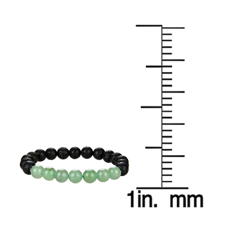 Lava Beads and Green Aventurine Stretch Bracelet